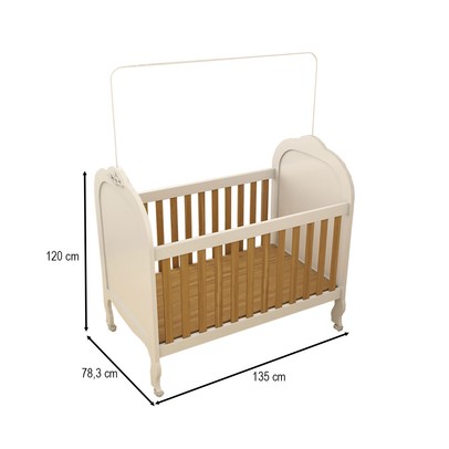 Berço Americano 3 em 1 Sueño 100% Mdf Branco Brilho/Amêndoa - Panorama Móveis