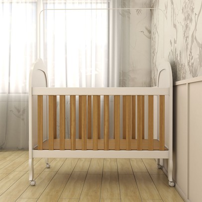 Berço Americano 3 em 1 Sueño 100% Mdf Branco Brilho/Amêndoa - Panorama Móveis