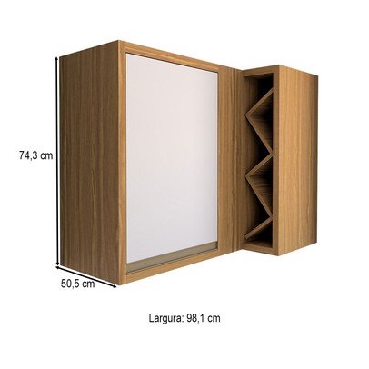 Armário Aéreo Cozinha de Canto Refugio 1 Porta 100% Mdf Amêndoa/Off White - Panorama Móveis