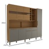 Cozinha Compacta Vanguardia 8 Portas 1 Gaveta 100% Mdf com Vidro Amêndoa/Cinza - Panorama Móveis