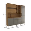 Cozinha Compacta Vanguardia 6 Portas 1 Gaveta 100% Mdf com Vidro Amêndoa/Cinza - Panorama Móveis