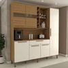 Cozinha Compacta Vanguardia 6 Portas 1 Gaveta 100% Mdf com Vidro Amêndoa/Branco - Panorama Móveis