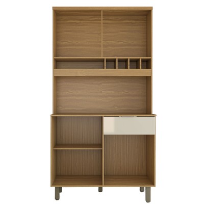 Cozinha Compacta Luz 1 Gaveta 4 Portas 100% Mdf Amêndoa/Off White - Panorama Móveis