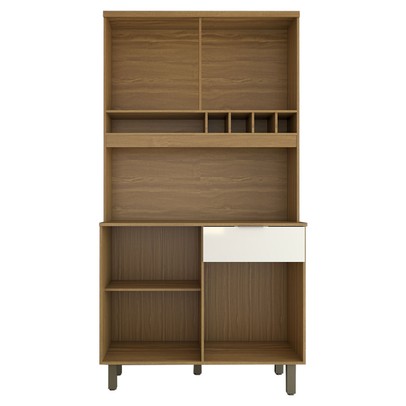 Cozinha Compacta Luz 1 Gaveta 4 Portas 100% Mdf Amêndoa/Branco - Panorama Móveis