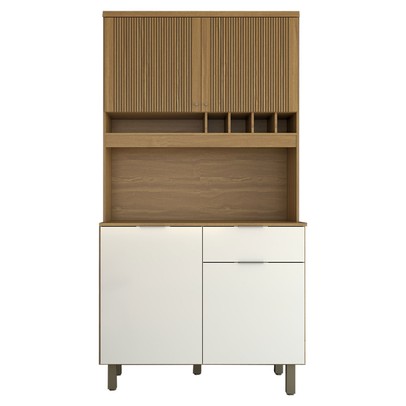 Cozinha Compacta Luz 1 Gaveta 4 Portas 100% Mdf Amêndoa/Branco - Panorama Móveis