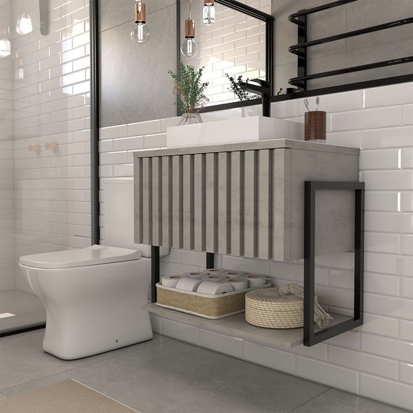 Armário de Banheiro Majestad 60cm 1 Porta 100% Mdf Cimento - Panorama Móveis