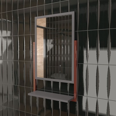 Armário de Banheiro Cielo 60cm 2 Gavetas C/ Espelheira 100% Mdf Titanium/Freijó - Panorama Móveis