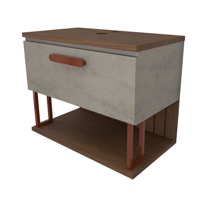 Armário de Banheiro Grandeza 80 Cm 1 Porta 100% Mdf Cimento/Freijó - Panorama Móveis