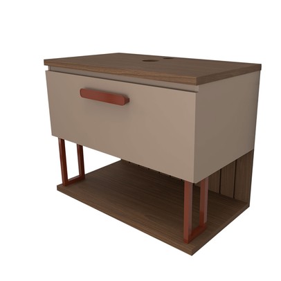 Armário de Banheiro Grandeza 80 Cm 1 Porta 100% Mdf Cappuccino/Freijó - Panorama Móveis