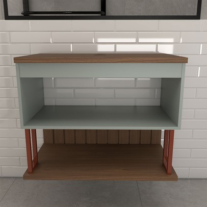 Armário de Banheiro Grandeza 80 Cm 1 Porta 100% Mdf Pistache/Freijó - Panorama Móveis