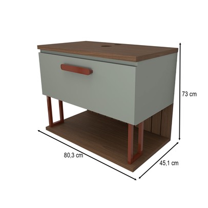 Armário de Banheiro Grandeza 80 Cm 1 Porta 100% Mdf Pistache/Freijó - Panorama Móveis
