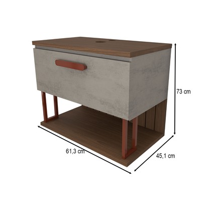 Armário de Banheiro Grandeza 60cm 1 Porta 100% Mdf Cimento/Freijó - Panorama Móveis