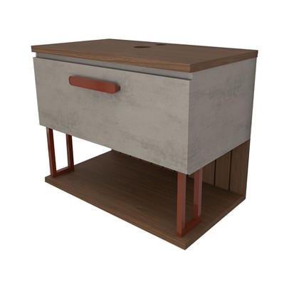 Armário de Banheiro Grandeza 60cm 1 Porta 100% Mdf Cimento/Freijó - Panorama Móveis