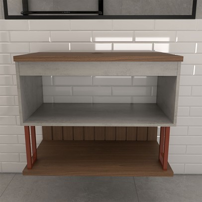 Armário de Banheiro Grandeza 60cm 1 Porta 100% Mdf Cimento/Freijó - Panorama Móveis