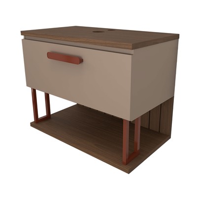 Armário de Banheiro Grandeza 60cm 1 Porta 100% Mdf Cappuccino/Freijó - Panorama Móveis