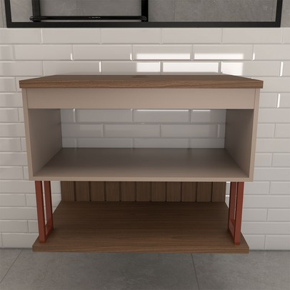 Armário de Banheiro Grandeza 60cm 1 Porta 100% Mdf Cappuccino/Freijó - Panorama Móveis