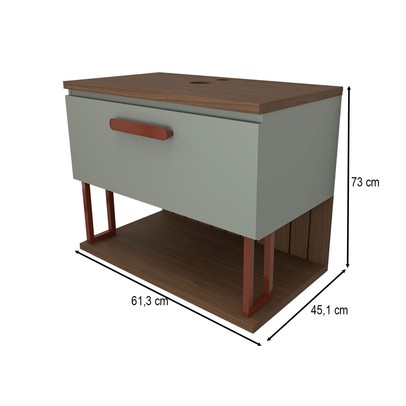 Armário de Banheiro Grandeza 60cm 1 Porta 100% Mdf Pistache/Freijó - Panorama Móveis