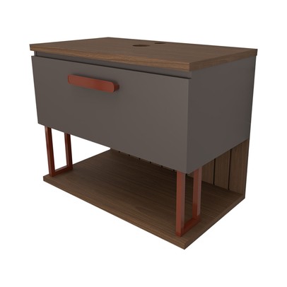 Armário de Banheiro Grandeza 60cm 1 Porta 100% Mdf Titanium/Freijó - Panorama Móveis