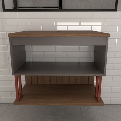 Armário de Banheiro Grandeza 60cm 1 Porta 100% Mdf Titanium/Freijó - Panorama Móveis