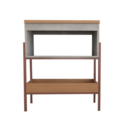 Armário de Banheiro Andaluz 80cm 1 Porta 100% Mdf Cimento/Freijó - Panorama Móveis