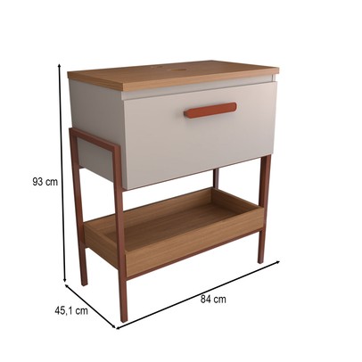 Armário de Banheiro Andaluz 80cm 1 Porta 100% Mdf Cappuccino/Freijó - Panorama Móveis