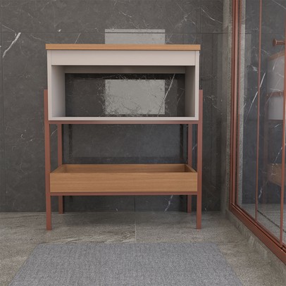 Armário de Banheiro Andaluz 80cm 1 Porta 100% Mdf Cappuccino/Freijó - Panorama Móveis