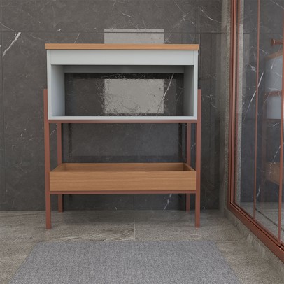 Armário de Banheiro Andaluz 80cm 1 Porta 100% Mdf Pistache/Freijó - Panorama Móveis