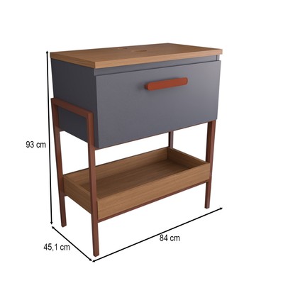 Armário de Banheiro Andaluz 80cm 1 Porta 100% Mdf Titanium/Freijó - Panorama Móveis