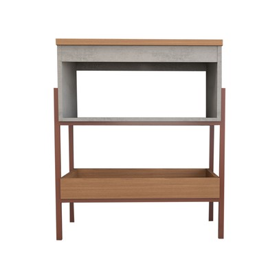 Armário de Banheiro Andaluz 60 Cm 1 Porta 100% Mdf Cimento/Freijó - Panorama Móveis