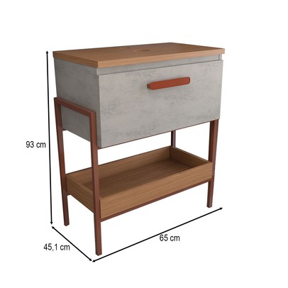 Armário de Banheiro Andaluz 60 Cm 1 Porta 100% Mdf Cimento/Freijó - Panorama Móveis