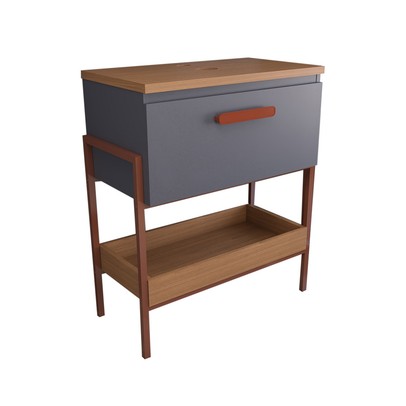 Armário de Banheiro Andaluz 60 Cm 1 Porta 100% Mdf Titanium/Freijó - Panorama Móveis