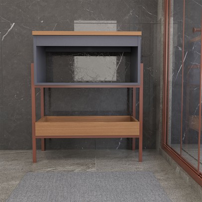 Armário de Banheiro Andaluz 60 Cm 1 Porta 100% Mdf Titanium/Freijó - Panorama Móveis