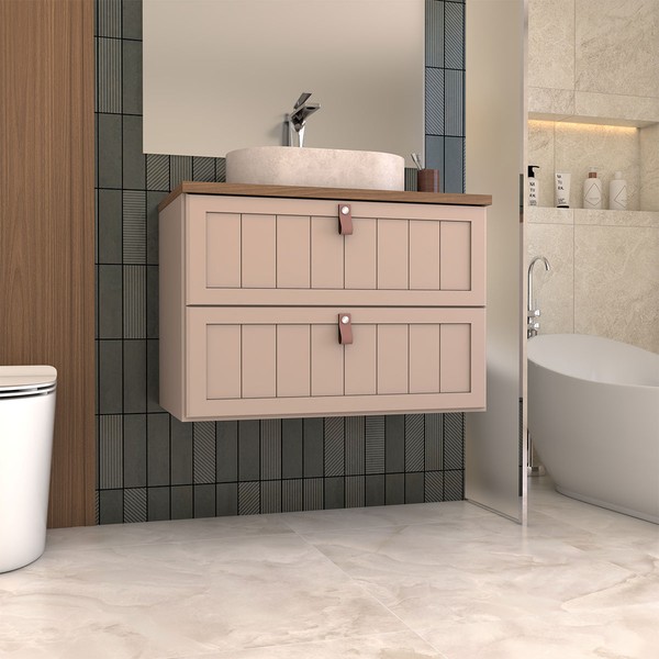 Armário de Banheiro Valencia 80 Cm 1 Porta e 1 Gaveta 100% Mdf Cappuccino/Freijó - Panorama Móveis