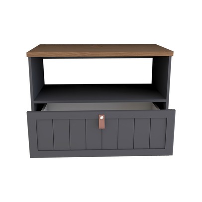 Armário de Banheiro Valencia 80 Cm 1 Porta e 1 Gaveta 100% Mdf Titanium/Freijó - Panorama Móveis