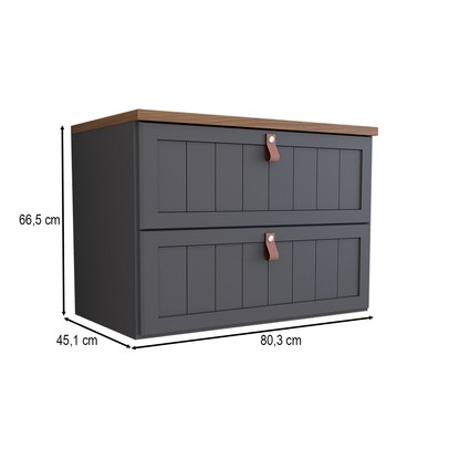 Armário de Banheiro Valencia 80 Cm 1 Porta e 1 Gaveta 100% Mdf Titanium/Freijó - Panorama Móveis