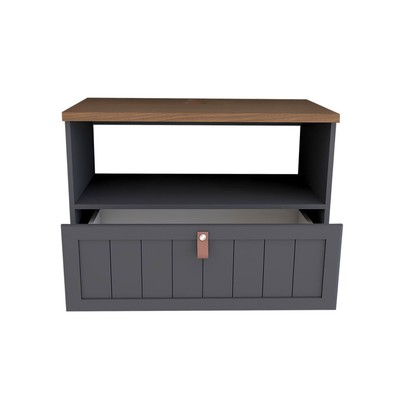 Armário de Banheiro Valencia 60 Cm 1 Porta e 1 Gaveta 100% Mdf Titanium/Freijó - Panorama Móveis