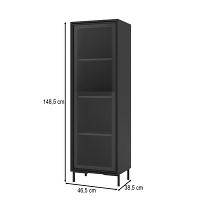 Cristaleira Refresh 1 Porta 3 Prateleiras com Vidro Preto - Brv