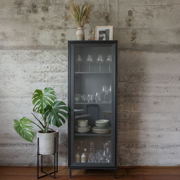 Cristaleira Refresh 1 Porta 3 Prateleiras com Vidro Preto - Brv