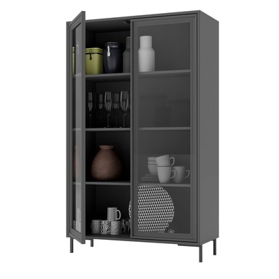 Cristaleira Refresh 2 Portas 3 Prateleiras com Vidro Preto - Brv