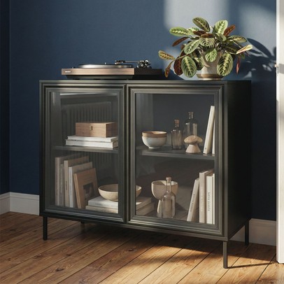 Balcão Buffet Refresh 2 Portas 1 Prateleira com Vidro Preto - Brv