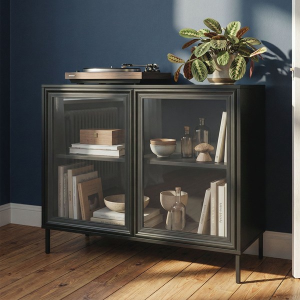 Balcão Buffet Refresh 2 Portas 1 Prateleira com Vidro Preto - Brv