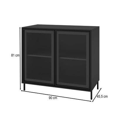 Balcão Buffet Refresh 2 Portas 1 Prateleira com Vidro Preto - Brv