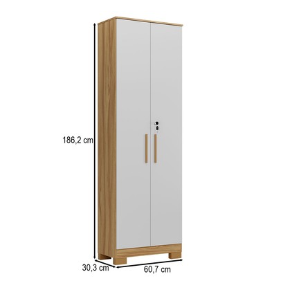Armário Multiuso Bordo 2 Portas 100% Mdf Amêndoa/Branco - Rio Doce