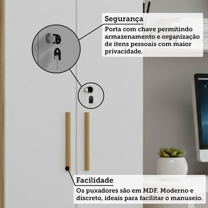 Armário Multiuso Bordo 2 Portas 100% Mdf Amêndoa/Branco - Rio Doce