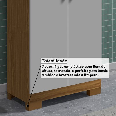 Armário Multiuso Bordo 2 Portas 100% Mdf Amêndoa/Branco - Rio Doce