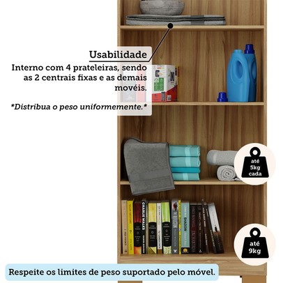Armário Multiuso Bordo 2 Portas 100% Mdf Amêndoa/Branco - Rio Doce