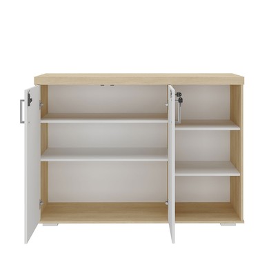 Armário para Escritório Tamburato 2 Portas 4 Prateleiras Carvalho/Branco - Artany Móveis