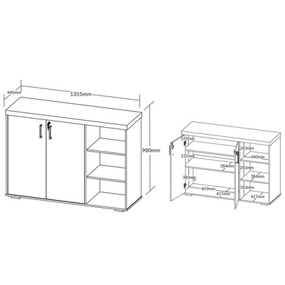 Armário para Escritório Tamburato 2 Portas 4 Prateleiras Carvalho/Branco - Artany Móveis