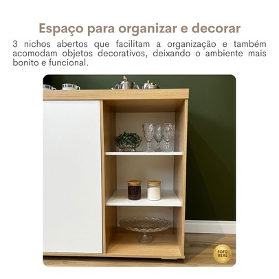 Armário para Escritório Tamburato 2 Portas 4 Prateleiras Carvalho/Branco - Artany Móveis