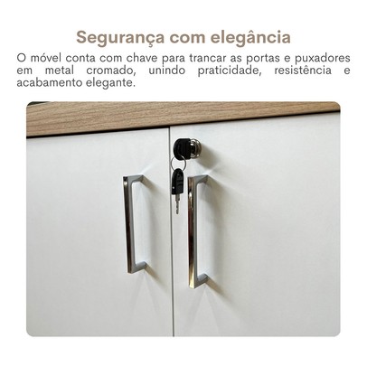 Armário para Escritório Tamburato 2 Portas 4 Prateleiras Carvalho/Branco - Artany Móveis